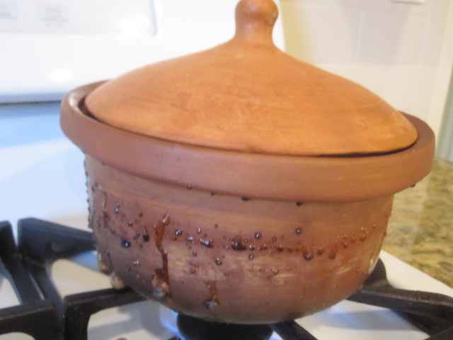 My yogurt clay pot after steam cleaning. Lots of toxins (brown bubbles) were brought to the outside of the pot.